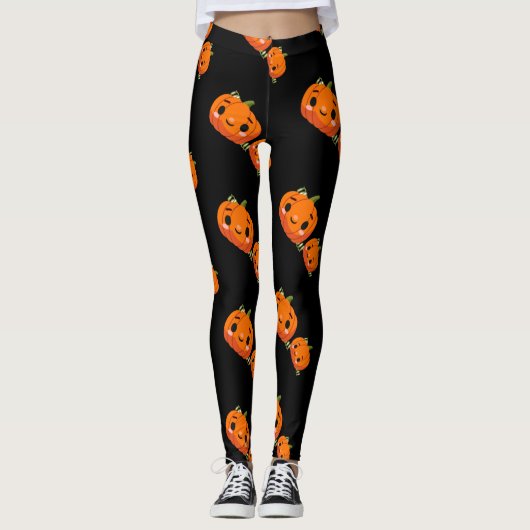 Leggings van het pompoenpatroon met halloween (Voorkant)