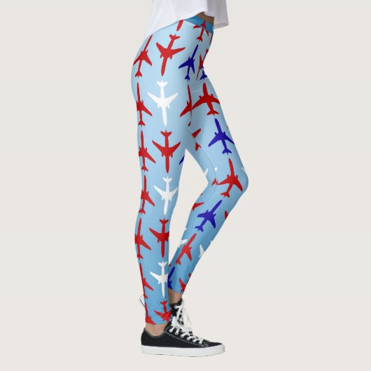 Leggings van het Red White en Blue Airplane Patter (Rechts)