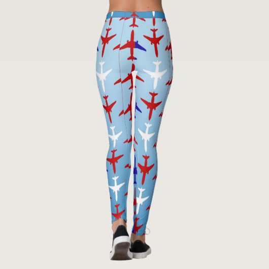 Leggings van het Red White en Blue Airplane Patter (Achterkant)
