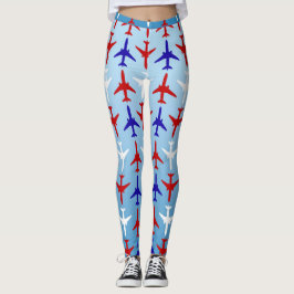 Leggings van het Red White en Blue Airplane Patter