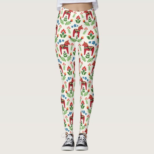 Leggings van het rode Dala Horses (Voorkant)
