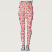 Leggings van het rode Snowflake Patroon (Voorkant)