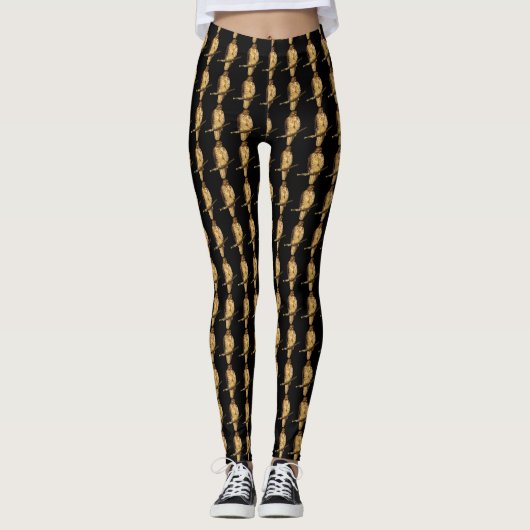 Leggings van het rode vierkant-vogelpatroon (Voorkant)