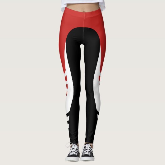 Leggings van het rode/witte/zwarte Detail Patroonp (Voorkant)
