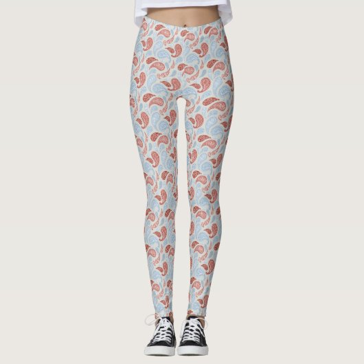 Leggings van het Rooke-Red-Blue Paisley Pattern (Voorkant)