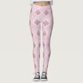 Leggings van het roze rode ornamental Pattern (Voorkant)