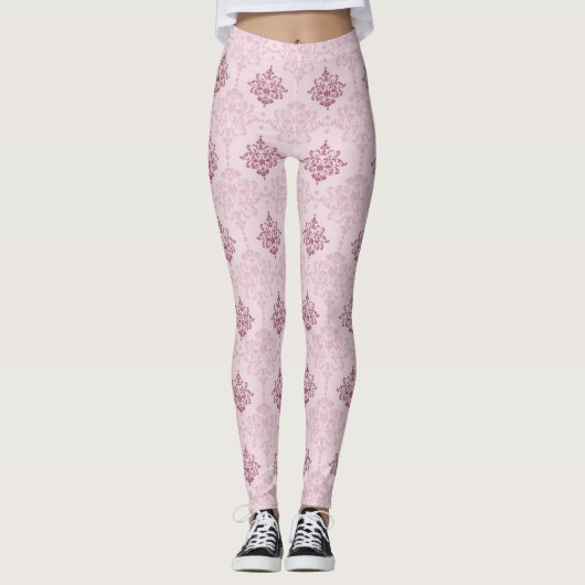 Leggings van het roze rode ornamental Pattern (Voorkant)