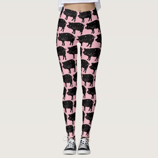 Leggings van het roze varkenspatroon (Voorkant)