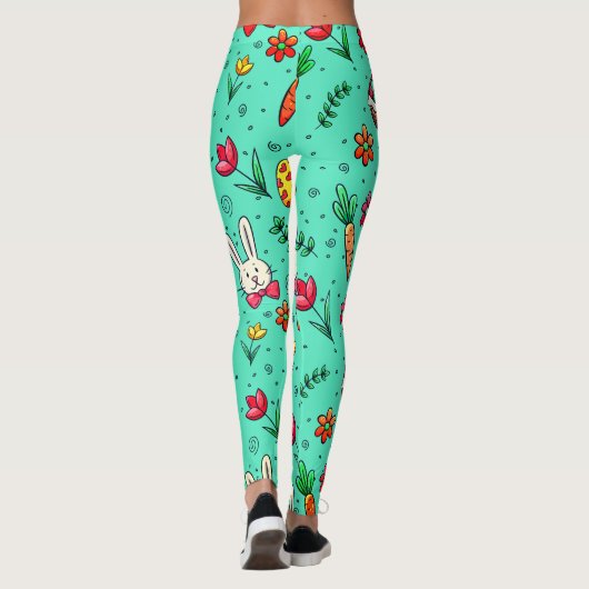 Leggings van het Soft Cyan Easter Pattern (Achterkant)