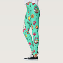 Leggings van het Soft Cyan Easter Pattern