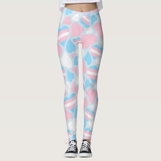 Leggings van het Transgender Pride Hearts Pattern (Voorkant)