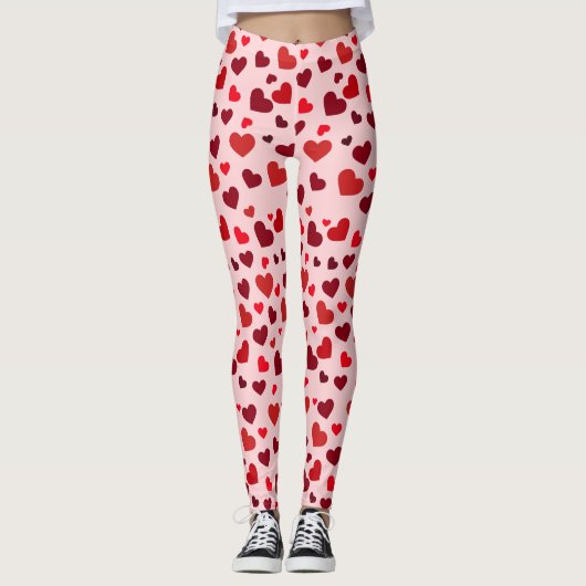 Leggings van het valentijnse hartenpatroon (Voorkant)