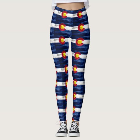 Leggings van het wolkenrustige Colorado-vlagpatroo (Voorkant)