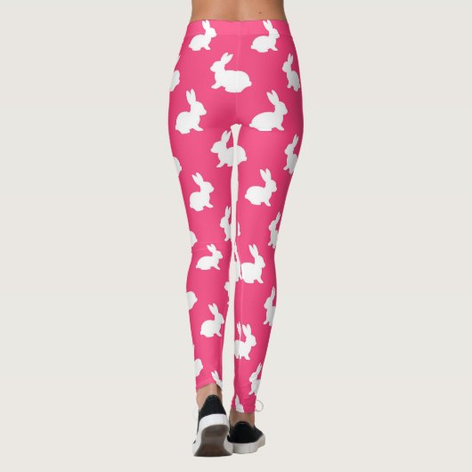 Leggings van hotroze en witte Bunny Rabbit (Achterkant)
