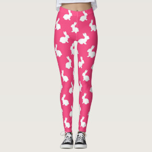 Leggings van hotroze en witte Bunny Rabbit