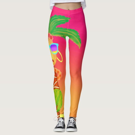 Leggings van Hula Palm (sunset oranje) (Voorkant)