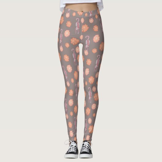 Leggings van katten en bloemen (Voorkant)
