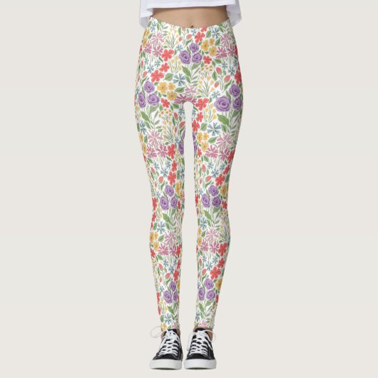 Leggings van kleurrijke Floral (Voorkant)
