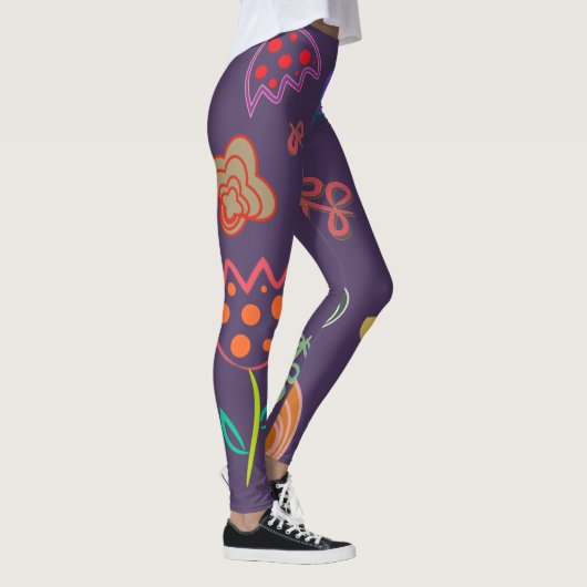 Leggings van kleurrijke Tulpen en bloemen (Rechts)