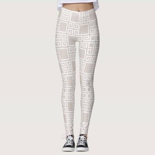 Leggings van lichtbeige Geometrische vrouwen (Voorkant)