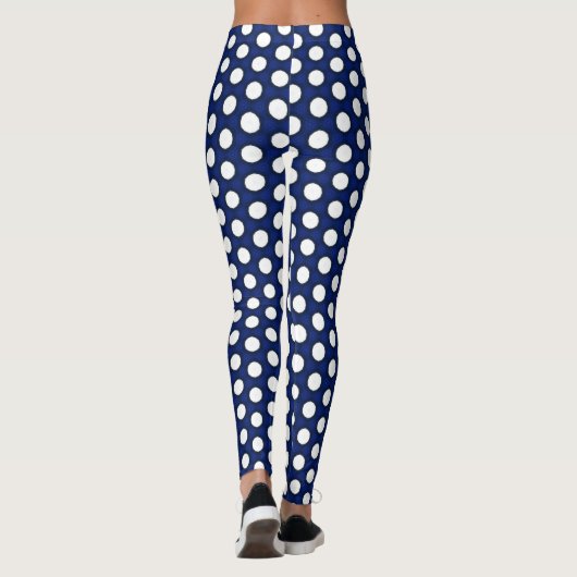 Leggings van Navy en White Polka Dots (Achterkant)