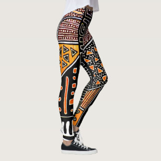 Leggings van Oranje-Black-Brown Mudcloth