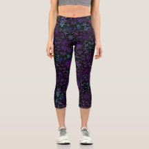 Leggings van Paars en Blauwe Floral Capri