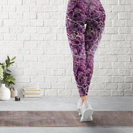 Leggings van Paars gemarmerd papier