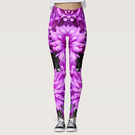 Leggings van paarse bloemen (Voorkant)