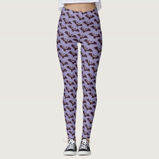 Leggings van Paarse en zwarte Halloween Bat (Voorkant)