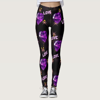 Leggings van Paarse harten en liefdesliefhebbers v