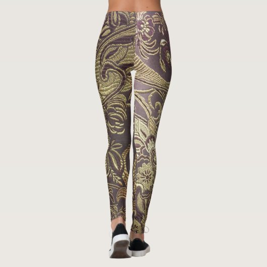Leggings van Paisley Brocade in goud en bruin (Achterkant)