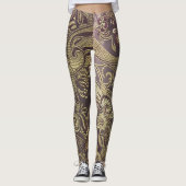 Leggings van Paisley Brocade in goud en bruin (Voorkant)