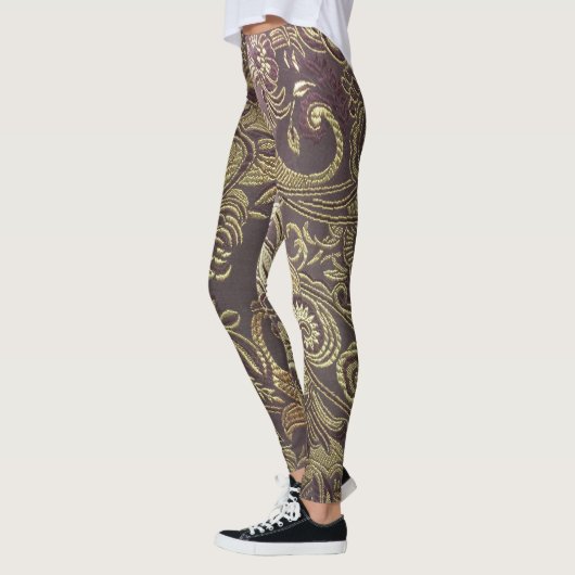Leggings van Paisley Brocade in goud en bruin (Links)