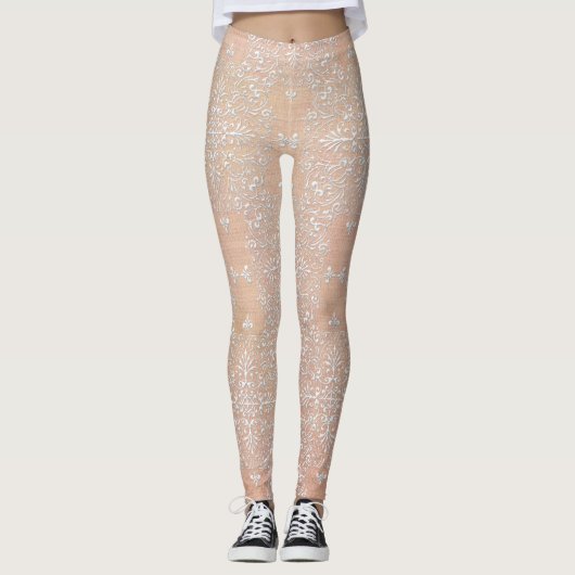 Leggings van Peach Diamond Damask Lace (Voorkant)