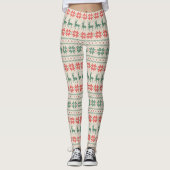 Leggings van Poinsettia en rendieren (Voorkant)