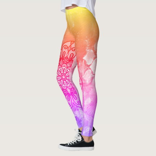 Leggings van Rainbow mandala lotus (Links)