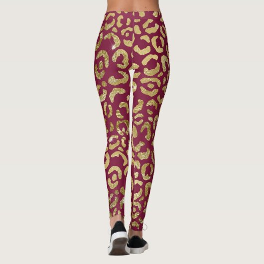 Leggings van Red en Gold Leopard Dance (Achterkant)