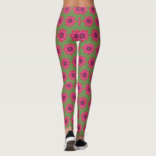 Leggings van rode bloem (Achterkant)