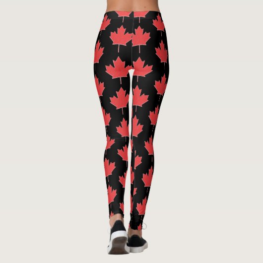Leggings van rode en zwarte Canadese maaple Leaf (Achterkant)