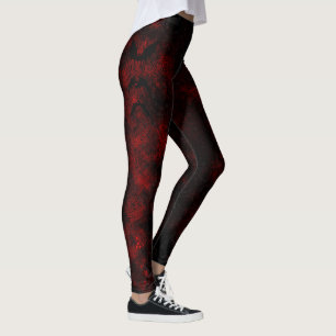 Leggings van rode en zwarte tintelkleurstof