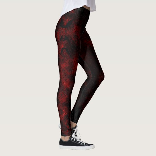 Leggings van rode en zwarte tintelkleurstof (Rechts)