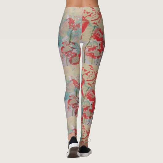 Leggings van rode Floral (Achterkant)