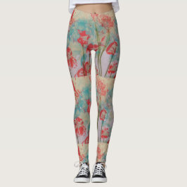 Leggings van rode Floral