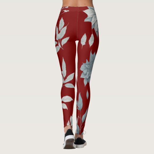 Leggings van rode Floral (Achterkant)