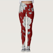 Leggings van rode Floral (Voorkant)