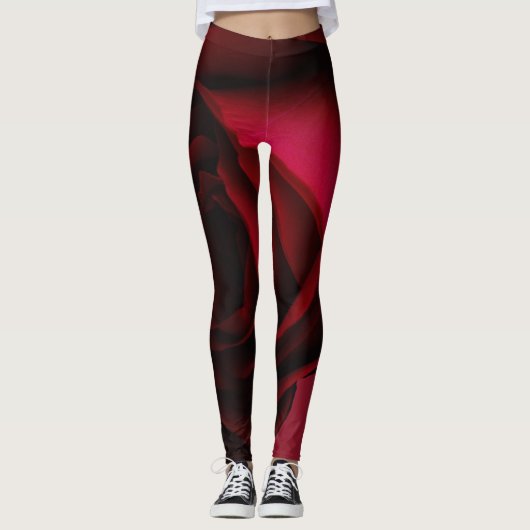 Leggings van rode rozen, yoghagons, actieve kledin (Voorkant)