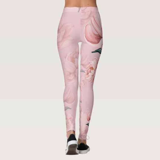 Leggings van roze bloemen (Achterkant)