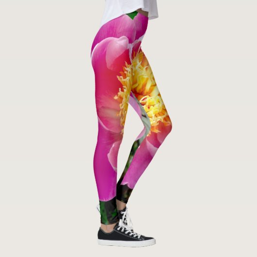 Leggings van roze en geel Dahlia Floral (Rechts)