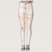 Leggings van roze Floral (Voorkant)